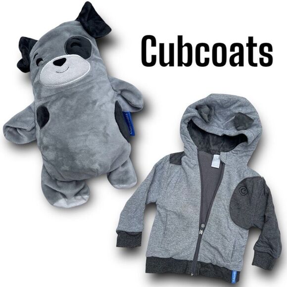 Cubcoats “Pimm the Pup” 2 for 1 Zip up Hoodie & Plushie, Gray/Charcoal Size 2T - Picture 1 of 16